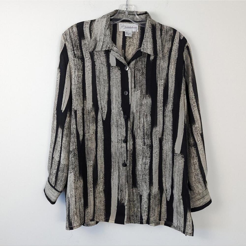 Vintage Nygard Striped Animal Print Shirt Size 14 Quiet Luxury